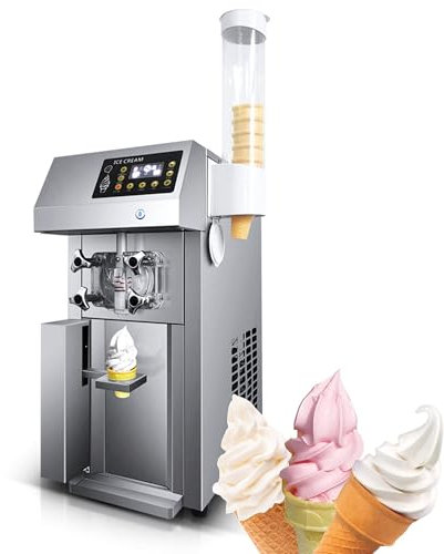 Automatic Ice Cream Maker,1250W Commercial Soft Ice Cream Machine,Yogurt Milkshake Maker,304 Stainless Steel Soft Serve Ice Cream Maker