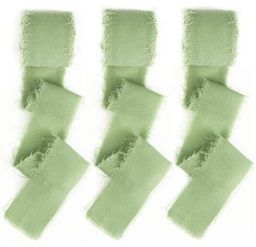 quiodok Chiffonband Grün Chiffon-Seidenband 3 cm x 15 m Schleifenband Eukalyptus Grün Geschenkband Chiffon für Hochzeitseinladungen, Brautsträuße, Dekorationen