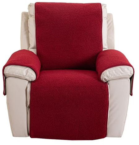 NIKSHI Sofa Armlehnenbezüge, Sesselschoner Sesselauflage, Fernsehsessel Schutzbezug Anti-Rutsch, Block Angeschlossene Sofamatte für Zuhause mit Kindern und Haustieren Hund, rot-56x207CM