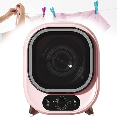 Small Condenser Tumble Dryer, 5kg Capacity Compact Portable Tumble Dryer, Small Condenser Dryer, Spin Dryer with 0.8kg Load Capacity, for Home, Apartments and Rvs,Pink