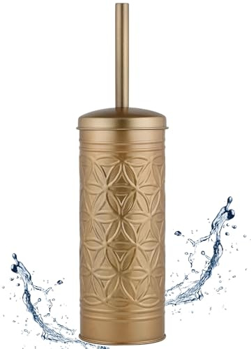 Autumn Alley Antique Gold Toilet Brush and Holder Set, Standing Toilet Brush for Modern Bathroom Decor, Soft Gold Bathroom Accessory Sets