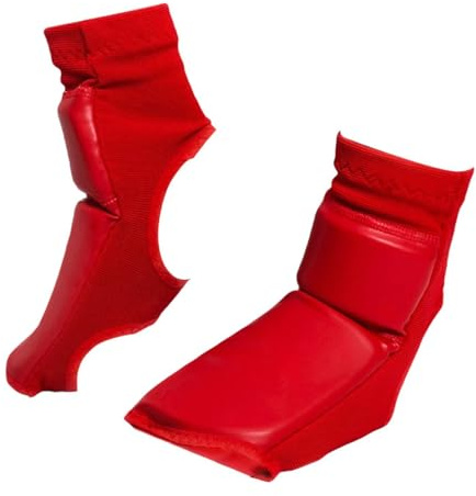 rockible Protezione per i Piedi da Boxe Attrezzatura per Allenamento Sparring Gear Muay Thai Taekwondo Protezione per Piedi in Pelle PU per Kickboxing, Rosso, XL