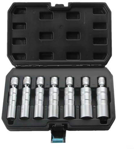 7 Pcs 3/8 Magnetic Spark Socket Wrench Set 14-21mm & 9/16-3/4 for Combo with Storage Case