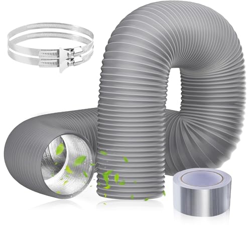 Abluftschlauch 100mm, Absaugschlauch Lüftungsrohr Länge 2.5M mit 2 Schlauchschelle und 1 Aluminiumfolienband für Mobile Klimaanlagen, Trockner, Abluftventilatoren und LüftungskanalSysteme