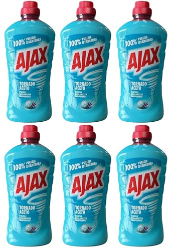Detergente Multiuso per Ajax Tornado, 1L, Profumazioni Marsiglia, Aceto e Limone, Confezioni da 1, 3 o 6 Flaconi (6, Aceto)