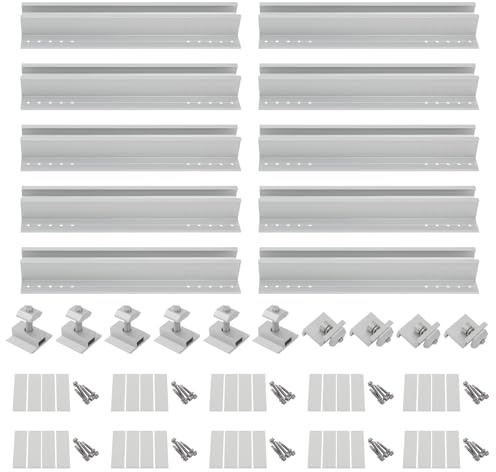 10pcs Panel Solar Kit De Soporte Carriles Cortos De Aluminio Kit De Montaje Solar Para Techo Azulejos Sistema De Fijación,Para El Hogar, Yate, Azulejos
