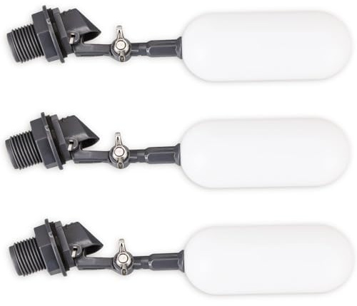 3pcs Vanne Flotteur Piscine 1/2 Po, Vanne Flotteur Bac a Eau avec Bras Réglable Contrôle Automatique du Niveau d'Eau pour Bétail Abreuvoirs Aquariums Étangs et Culture Hydroponique