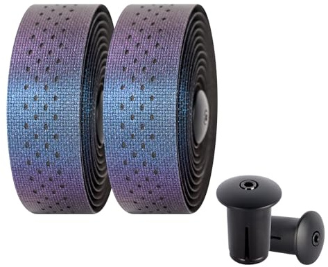 TIJYSH Fahrrad Lenkerband,Bicycle Handlebar Tape, Breathable Handlebar Tape, Bike Handlebar Tape (2er-Set) (Aurora Silikon + schwarz)