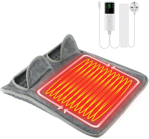 NAVESO Elektrischer Fußwärmer, 40x40cm beheizter Fußwärmer Elektrisch mit 9 Temperatureinstellungen & 4 Timern, maschinenwaschbar & wiederaufladbar, Fußwärmer für Damen und Herren für Füße, Rücken und