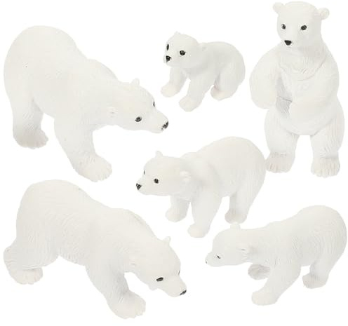 Lurrose 6 Pcs Miniature Polar Bear Resin Ornaments for Garden and Indoor Desk Decor Micro Landscape Bonsai Accessories