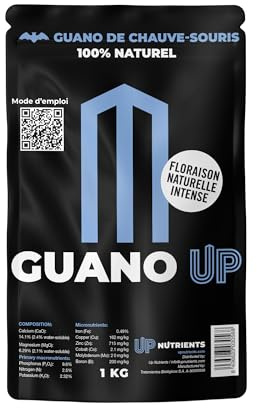 UP NUTRIENTS Fertilizante GUANO UP de Murcielago 100% Natural 1 Kg | Abono Natural con Cal Dolomita | Plantas y Cultivos | Agricultura Ecologica Floracion Intensa, Mejora Sustrato y Crecimiento