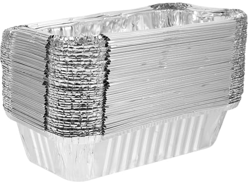 Angoily 50 Cajas Desechables de Aluminio Pequeñas para Hornear y Barbacoa, Bandejas Resistentes sin Tapa para Almacenar Alimentos, Aptas para Horno y Uso en Exteriores, Paquete de 50