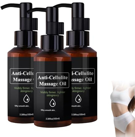 Anti Cellulite Massage Oil, Natural Essential Oils with Collagen & Sunflower & Cellulite, FigurÖl mit Anti Cellulite Effekt, Körperöl für sensible & alle Hauttypen, strafft und festigt die Haut (3PC)