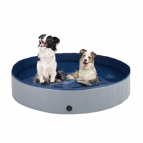 VASIVO 80 x 20 cm Pool für Hunde, faltbar, Pool für große und kleine Hunde, Pool für Tiere, Planschbecken für Hunde, faltbarer Pool aus PVC, Becken für Hunde (grau)