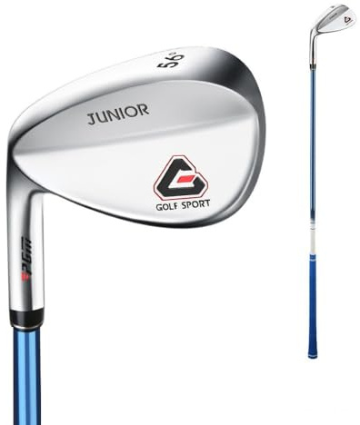 Main Gauche Sand Wedge 56 degrés Graphite Arbre pour Enfants Débutants Large Selle Golf Club Contrôle léger Easy Swing Bleu Rose