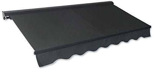 Jawoll Kassettenmarkise 500x300 cm, Markisenstoff anthrazit (Profilfarbe: Anthrazit), Sonnenschutz mit Markisenkrubel, Schattenspender, Sonnensegel, Hülsenmarkise UV- beständig & Wasserabweisend