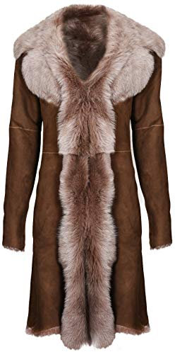 Infnity Leather Damen Braun Damen Echt Toscana Schaffell Leder Wildleder Jacke Trenchcoat XL