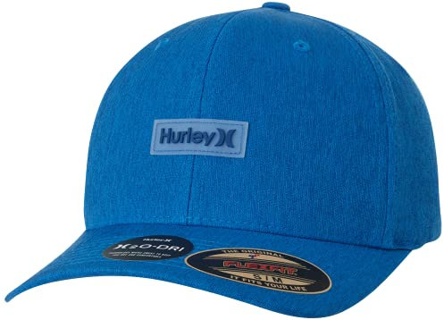 Hurley Men's Baseball Cap - H2O-DRI Redondo Flat Brim Sweat Resistant Fitted Hat, Size S/M, Coastal Blue