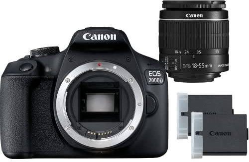 Canon EOS 2000D + EF-S 18-55mm F3.5-5.6 IS II Lens + Spare Battery - Easy-to-use DSLR Camera with a Versatile Lens and a Spare Battery, Ideal for Portraits and Landscape - Amazon Exclusive
