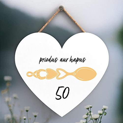 Global Designs 50Th Wedding Anniversary Welsh Love Spoon Wooden Heart Hanging Plaque