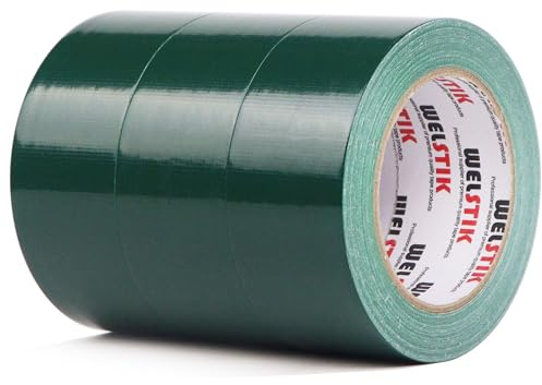 WELSTIK Professionelles Klebeband, 48 mm x 27 m, wasserdicht, für Reparaturen, Heimwerker, Handwerk, Innen- und Außenbereich, Dunkelgrün, 3 Stück