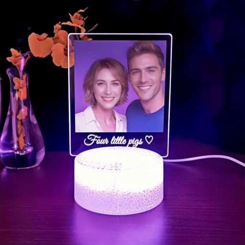 Personalisierte Geschenke 3d Foto Glas Lampe Fotogeschenke Bilder Personalisiertes Nachtlicht für Frauen Geschenk Weihnachten Valentinstag zum Jahrestag (Stil 8)