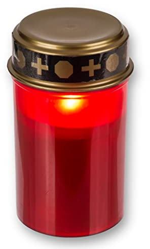 Velas LED para tumbas para exteriores, funciona con pilas, efecto parpadeo realista, 6 meses de duración, vela para tumba (1 unidad, rojo)