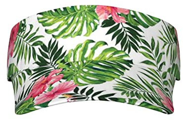 Sombrero de visera con estampado de hojas tropicales para mujeres y hombres, gorra deportiva, sombreros de tenis ajustables con banda para el sudor