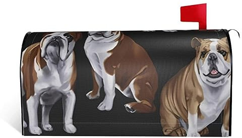 Mailbox Cover English Bulldogs Print Waterproof Magnetic Letter Box Cover Mailbox Wrap For Outside Garden Yard Home Decoration