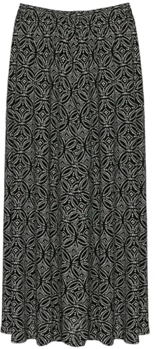 Women’s Plus Size Relaxed Fit Printed Skirt Full Length Maxi Skirt Ladies Boggy Bottom Style Summer Fashion Lightweight Elasticated Waist Printed Maxi Skirt UK 14-28