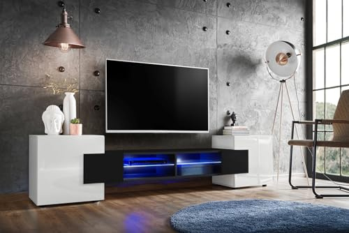 Komodee TV Schrank Merano A1 Weiß/Schwarz/Weiß 230x52,5x35 cm