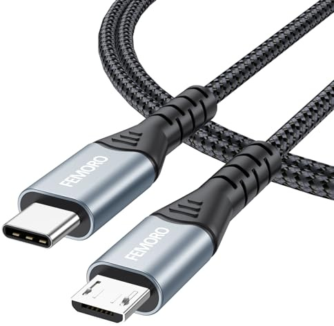 FEMORO USB C to Micro USB Cable 3Ft, MicroUSB to USB Type C 480Mbps Data Transfer & 12W Charging OTG Cord for Old Android Phones Kindle PS4 Xbox One and More