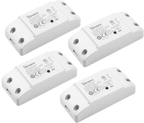 SONOFF Smart WiFi Light Switch 10A 2400W, Wireless Relay Switch Universal DIY Module for Smart Home Automation, Works with Alexa/Google Home/eWelink/IFTTT, No Hub Required, BASICR4, 4PCS