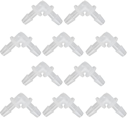 YWBL-WH Elbow Hose Connector, Plastic Elbow Hose Fittings, 90 Degree Angle Barb Water Fitting L Shaped Equal Diameter Elbow Pointed, Barbed Hose Fittings (6.4mm)