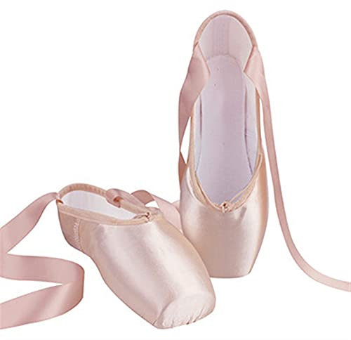 Balettskor,Balettskor,Flickor Ballerina Balett Pointe Skor Dam Satin Canvas Balettskor for Dans (Color : Pink, Size : 38 EU)
