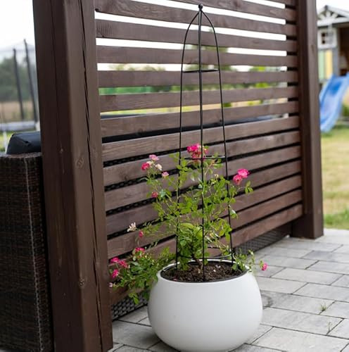 MIKONI Rankobelisk Spalier 95 x 14 x 14 cm PERGOLA Rankhilfe Rankgitter Beschichtetes Metall Garten Rose Decor Trellis für Kletterpflanzen, Kletterhilfe, Ballon, Rosen und Blumen