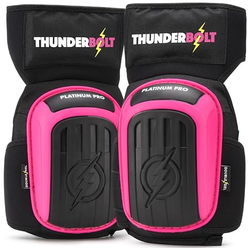Thunderbolt Knee Pads for Men for Construction Gardening Flooring Roofing Heavy Duty Comfortable Double Gel Thick Foam Cushion with Adjustable Non-Slip Straps Professional Grade