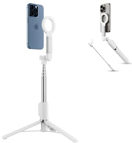 40.9 Magnetic Phone Selfie Stick Tripod,Portable Stand for Outdoor Travel | with Rechargeable Remote & Phone Tripod Mount with 2 Cold Shoe for Selfies Live Streaming Video Recording