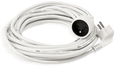 Verlängerungskabel 230V – 1x Steckdose – Weiß – Einfache Steckdosenverlängerung – Netzkabel für den Innenbereich – Max. Belastung 2500W – Schutzart IP20 – Länge: 10 m