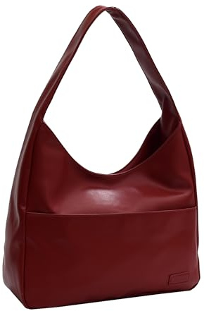 CUNGGI Tragetaschen für Damen große Umhängetasche Hobo Tote Bag aus veganem Kunstleder lässige Retro Schulterhandtasche für den täglichen Gebrauch (Rot)
