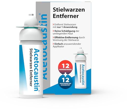 Acetocaustin Stielwarzen Entferner | Entfernt Stielwarzen | Entfernung durch Vereisung der Stielwarze | 12 Anwendungen | 50ml