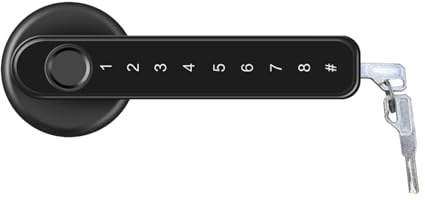 Ejoyous Türschloss Fingerabdruck, 4-in-1 Elektronisches Türschloss mit Touch-Tastatur Smartes Türschloss Smart Lock für Zuhause Schlafzimmer Hotel Büro (BLACK)