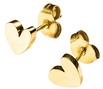 Purelei Tiny Heart - Orecchini a forma di cuore minimalisti, in acciaio inox, placcato oro 18 carati, argento, oro rosa, intramontabili ed eleganti, Normal, Acciaio inossidabile, Abalone