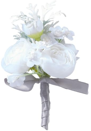 craspire Ansteckblume Für Hochzeit Ansteckblume Für Den Bräutigam Weißes Seidentuch Rose Blumenmuster Anstecknadel Für Den Bräutigam Zubehör Für Männer Und Frauen Hochzeitszeremonie Jahrestag Party