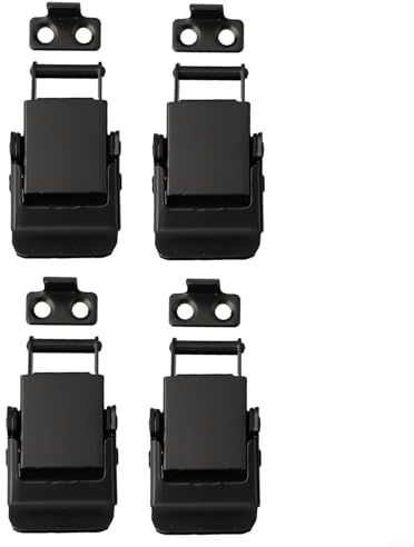 Serrures à ressort pour charnières en acier inoxydable, 4 pièces, solution pour armoires et outils avec installation sans effort (noir)