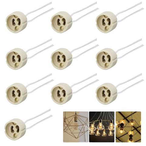 GU10 Fassung,Fassung Sockel aus Keramik,mit 15CM Silikon-Stromleitung,GU10 Keramiksockel für LED,Glühlampe,Halogen,10 Stück