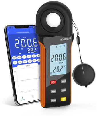 Misuratore di luce, Luxmetro ad alte prestazioni con app e, versatile, preciso e ricco di funzionalità for la misurazione e l'analisi a luce professionale(BT-5000APP)