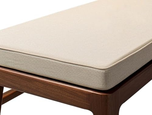 VEAI Cojin para Banco Exterior/Interior/Jardin/Zapatero 120x40,100x50,80x40,100x40,90x30 Cojin de Banco Grueso, Cojín del Asiento para Terraza Balcón Palet Comedor Columpios(Beige,90x45x5cm)