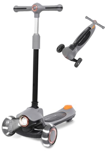 Habib Kinderroller Tretroller 3-Rad - LED Frontlicht, Rücklicht & Leuchtendes Deck Scooter, Faltbar, Höhenverstellbar, rutschfest & Pannensicher (3-10 Jahre)