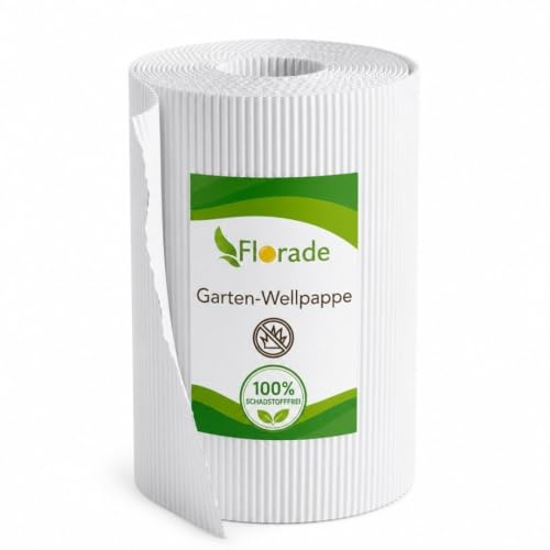 Florade Toile anti-mauvaises herbes biodégradable en carton ondulé 1 x 50 m – Toile de paillage de jardin pour paillage – Sans plastique et perméable à l'eau – Toile de paillage pour parterres